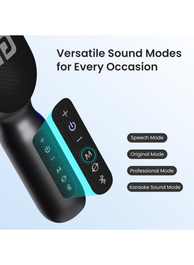 بورترونيكس Portronics Dash 2, 2400-2480 MHz Wireless Bluetooth Karaoke Mic with 10W Speaker,Upto 10 Hour Playtime, Dynamic RGB Lights, Music Recording, Duet Singing, Mini Karaoke Machine for Car Travel - Image 3